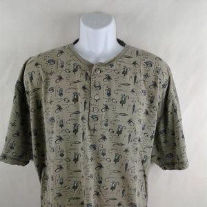 Mens Fly Fishing T-Shirt 2XL Khaki